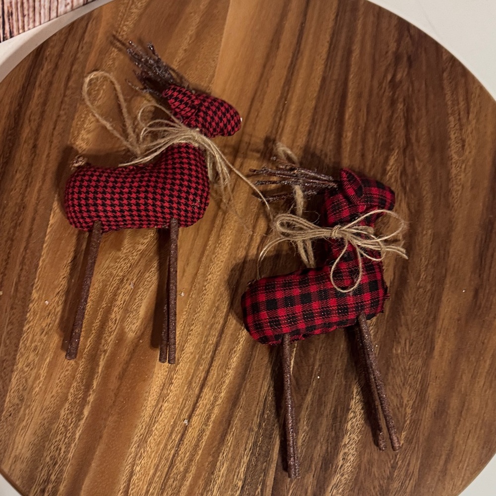 Plaid Reindeer Holiday Ornaments
